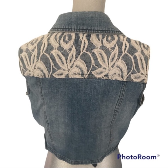 💋4/20 Denim and lace jean vest 1990’s style - Picture 7 of 7